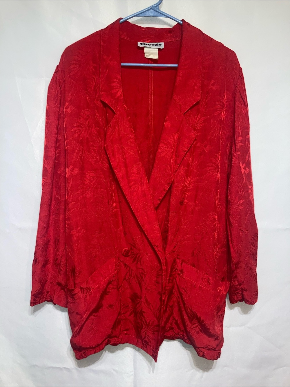 Vintage Componix Red Satin Jacquard Blazer